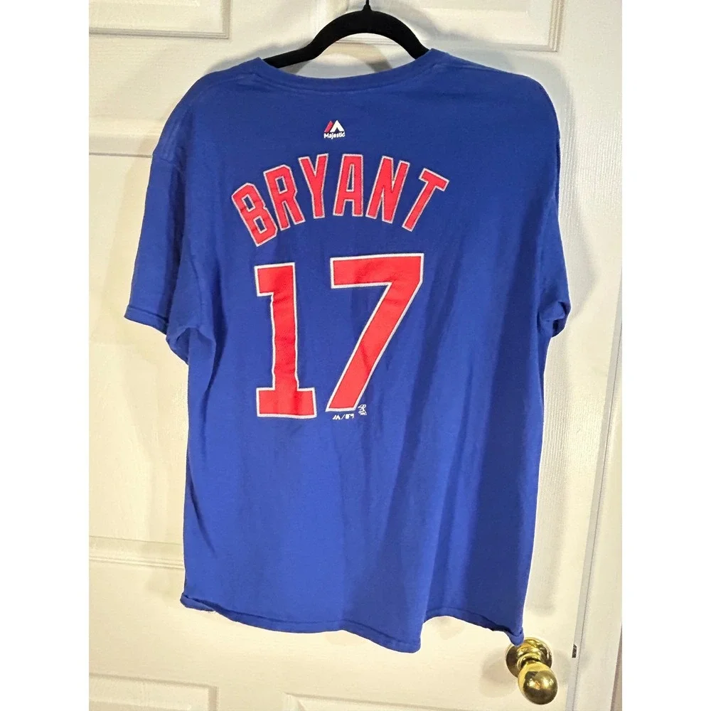Majestic Chicago‎ Cubs Kris Bryant 17 Youth T Shirt Size Large Blue Baseball